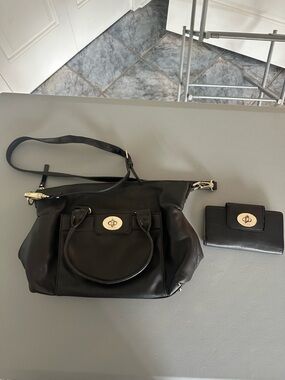 kate spade Black Leather Shoulder Bag with Matching Wallet